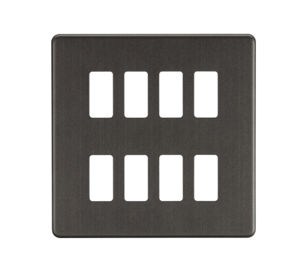 Screwless 8G Grid Faceplate - Smoked Bronze