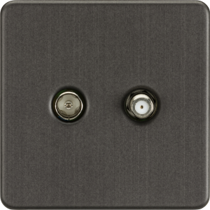 TV & SAT TV Outlet (Isolated) - Smoked Bronze