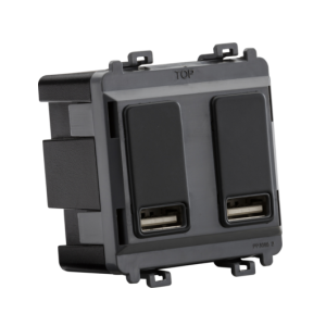 Dual USB Charger Module (2 x Grid Positions) 5V 2.4A (Shared) - Anthracite