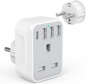 429.911UK UK to EU Travel Adaptor USBA+C