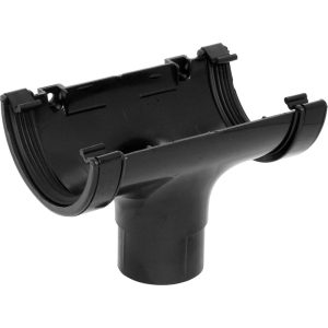 112mm Half Round Guttering Running Outlet - Black