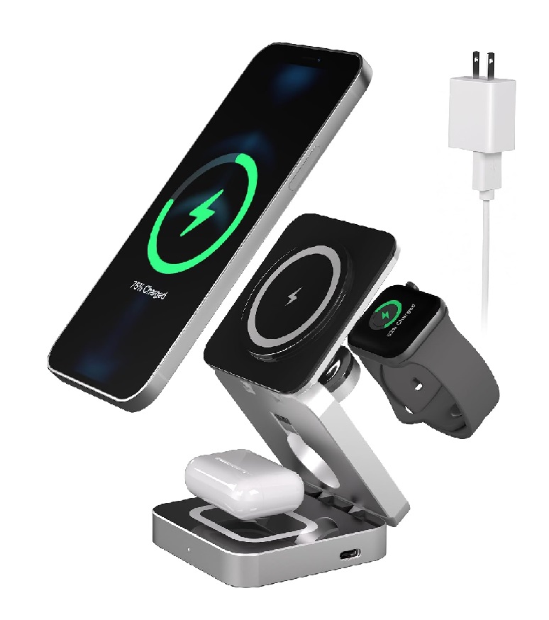 3IN1 Magnetic Wireless Charging Stand- Apple 20W Black