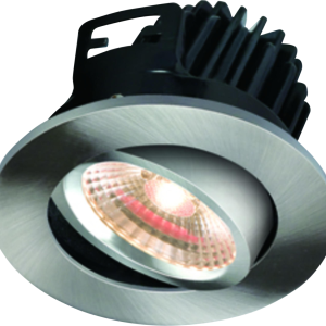 IP20 7W LED 3000K Warm White Tilt Downlight with Fixed Brushed Chrome Bezel
