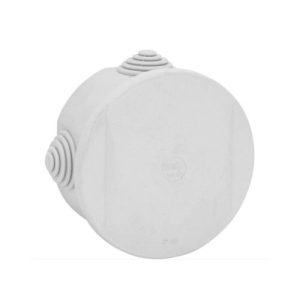 Weatherproof Round Enclosure 65mm Diameter x 35mm, IP44 Rated White Plastic Junction Box
