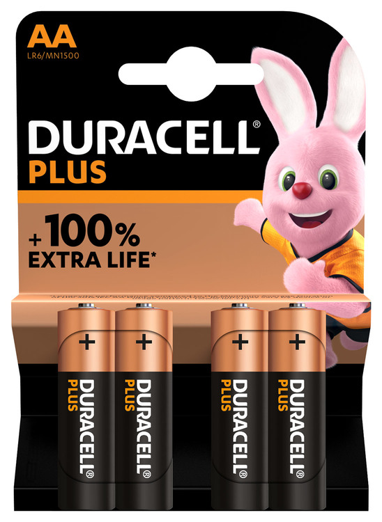 Duracell Plus Power Alkaline Batteries AA 4 Pack