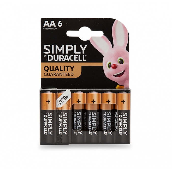 Simply Duracell Alkaline Batteries AA 6 Pack