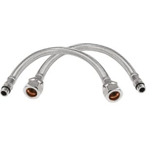 FH0156 M12 X 15mm Compression Flexible Tap Tails 500mm 9mm Bore (Pair)
