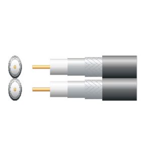 808.127UK Economy Twin RG6 75 Ohms Foam Filled Coaxial Cable - Aluminium Braid Black 100m