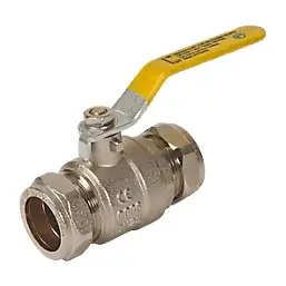 BFLBVGAS-22 22mm Lever Ball Valve Yellow Gas