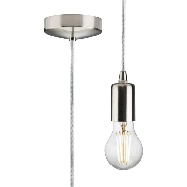 1.8m E27 Contemporary Pendant Set - Brushed Chrome