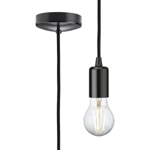 1.8m E27 Contemporary Pendant Set - Matt Black