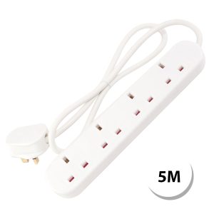 4 Gang 13 Amp Round Edged Extension Lead – 5 Metre