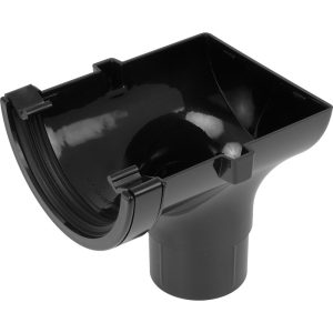 112mm Half Round Guttering Stop End Outlet - Black