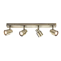 230V GU10 Quad Bar Spotlight - Antique Brass