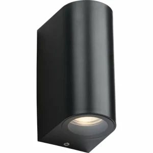 ALANA - 230V IP65 GU10 Polycarbonate Up/Down Wall Light - Black