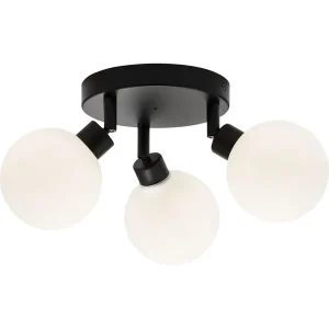 230V IP44 G9 Triple Spotlight With Round Frosted Glass - Matt Black