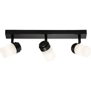 230V IP44 G9 Triple Bar Spotlight With Frosted Glass - Matt Black