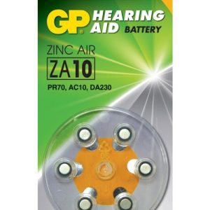 656.782UK GP Zinc Air Hearing Aid Batteries PR70 Yellow 6 Pack