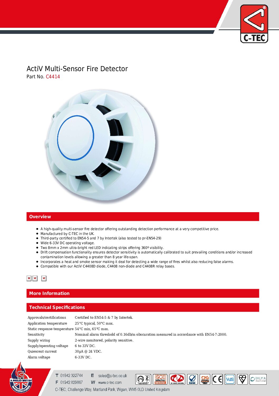 C4414 C4 EN54-29 Multi-Sensor