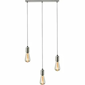 CALLA - 230V E27 Contemporary 3 Light Bar Pendant - Brushed Chrome