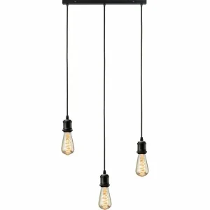 CALLA - 230V E27 Vintage 3 Light Bar Pendant - Matt Black