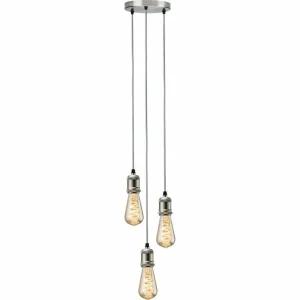 CALLA - 230V E27 Vintage 3 Light Pendant - Brushed Chrome