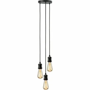 CALLA - 230V E27 Vintage 3 Light Pendant - Matt Black