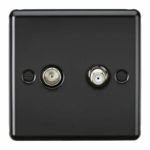 TV & SAT TV Outlet (Isolated) - Matt Black