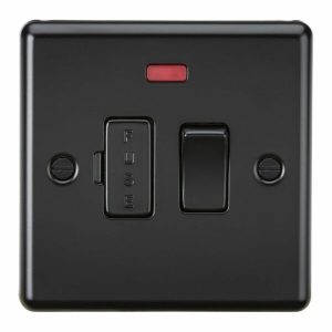 13A Switched Fused Spur Unit with Neon - Matt Black