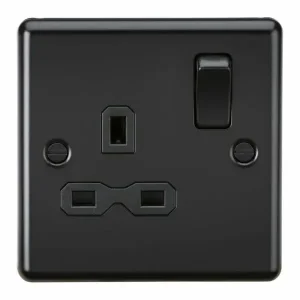 13A 1G DP Switched Socket - Matt Black with Black Insert