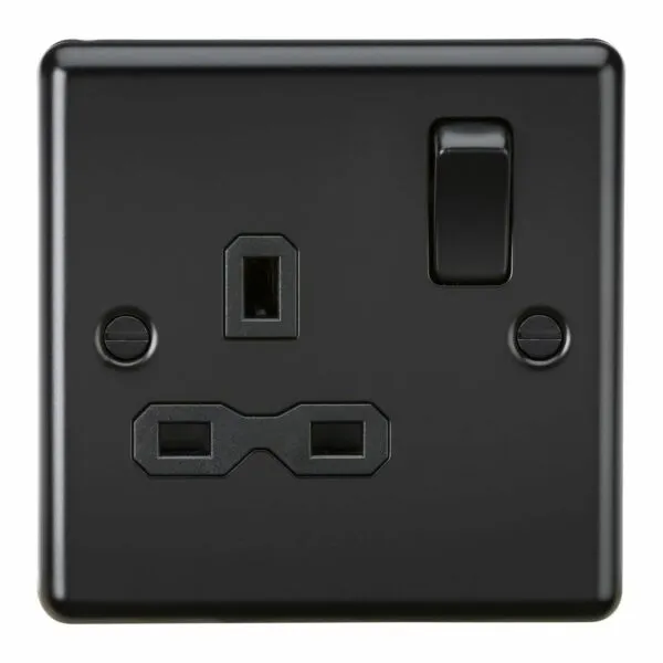 13A 1G DP Switched Socket - Matt Black with Black Insert