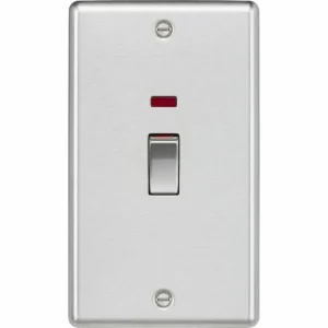 45A DP Switch with Neon (2G Size) - Brushed Chrome