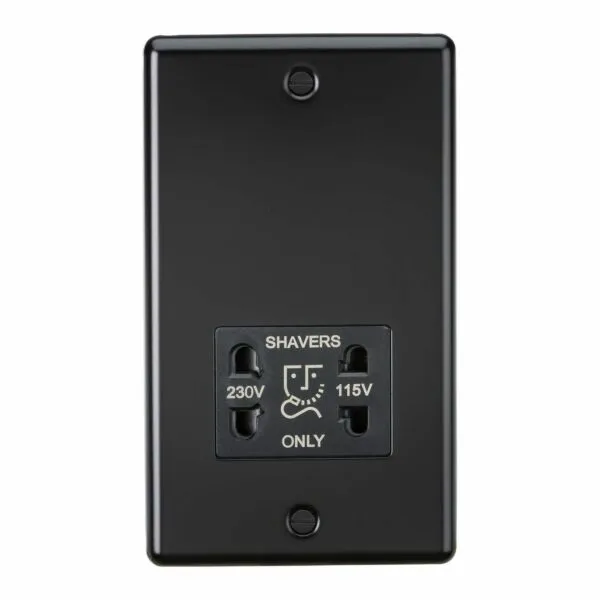 115-230V Dual Voltage Shaver Socket - Matt Black with Black Insert