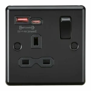 13A 1G SP Switched Socket with Dual USB A+C 12V DC 1.5A [Max. 18W] - 1G