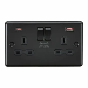 13A 2G DP Switched Socket with Dual USB A+C 20V DC 2.25A (Max. 45W) - Matt