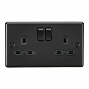13A 2G DP Switched Socket - Matt Black