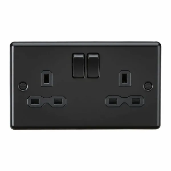 13A 2G DP Switched Socket - Matt Black