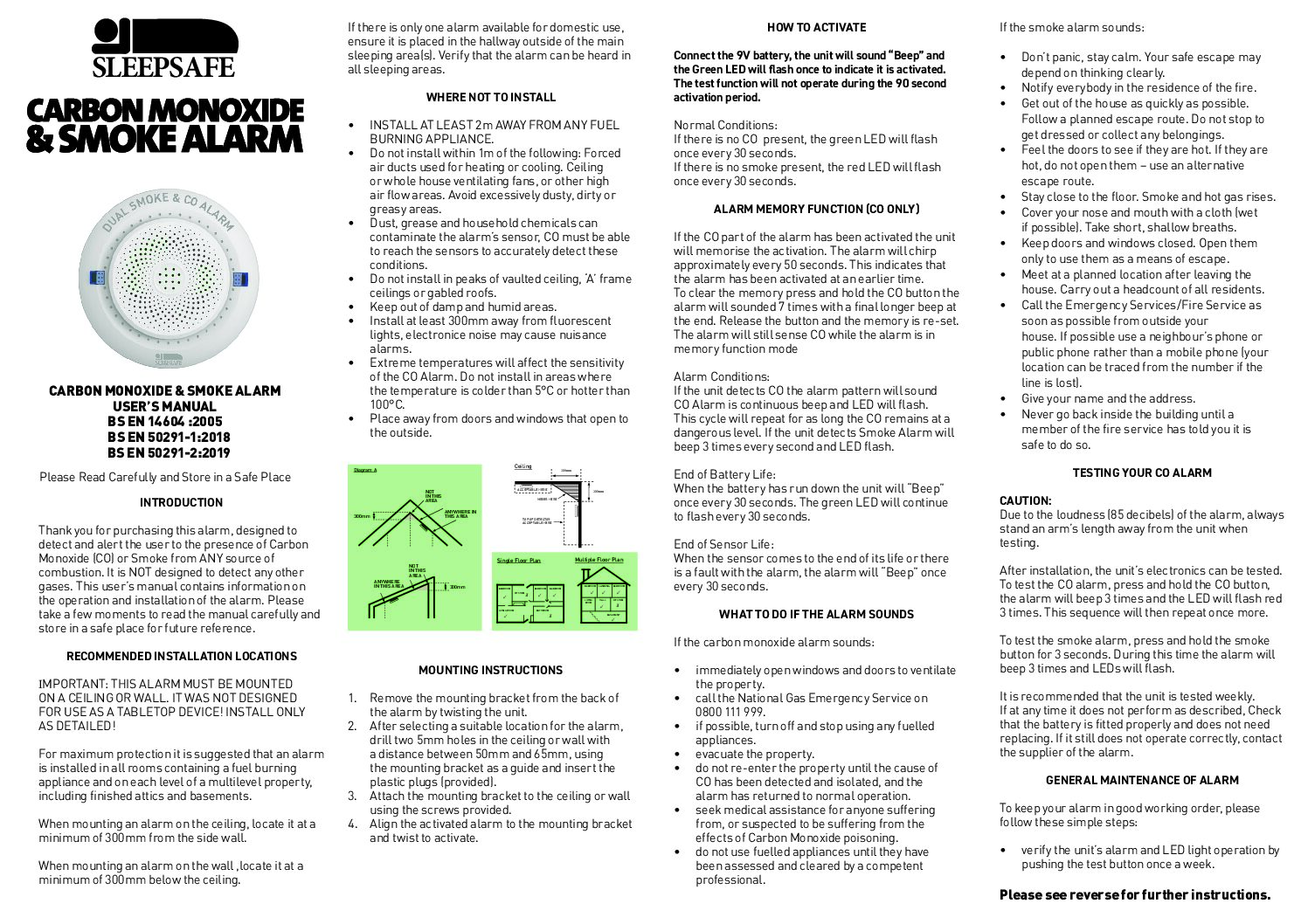 COS1 Sleepsafe Dual Smoke & Carbon Monoxide Alarm