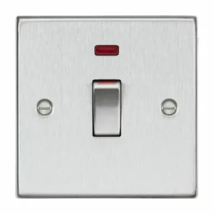 45A DP Switch With Neon (1G Size) - Brushed Chrome