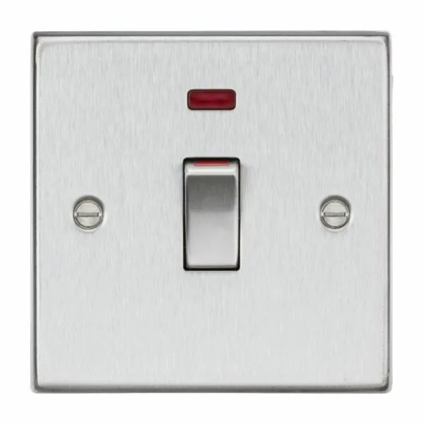 45A DP Switch With Neon (1G Size) - Brushed Chrome