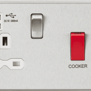 45A DP Switch & 13A Socket With Dual USB A+A (5V DC 2.4A Shared) - Brushed