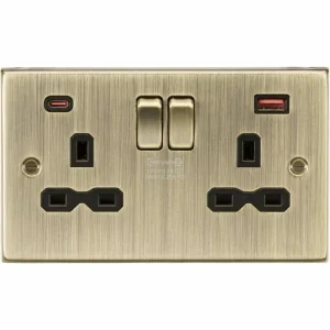 13A 2G DP Switched Socket with Dual USB A+C 20V DC 2.25A (Max. 45W) - Antique