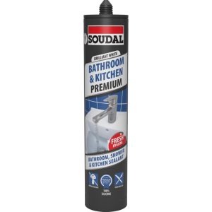 Soudal Premium Bathroom, Kitchen & Shower Silicone Sealant - CLEAR (290ml)
