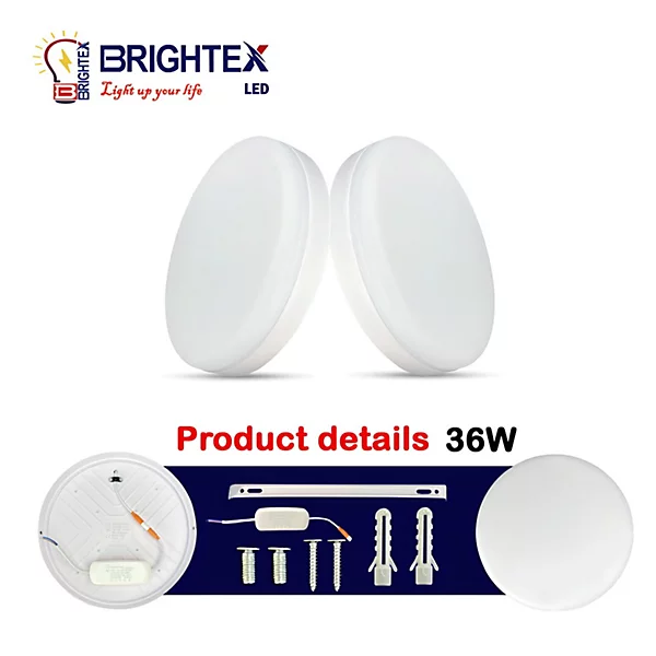 Brightex 36W Round LED Panel Ceiling Light, 3240 Lumens, Surface Mounted Cool White