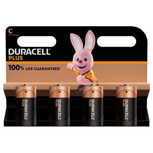 Duracell Plus Power Alkaline Batteries C 4 Pack