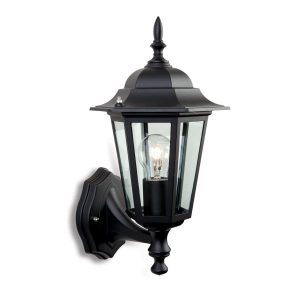 E100BK Firstlight Lighting 1 Light Outdoor 6 Panel Lantern - Up light Black IP43