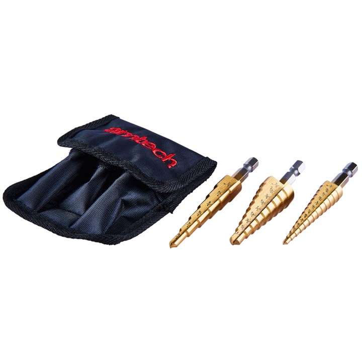 3 Piece High Speed Steel Step Drill Set