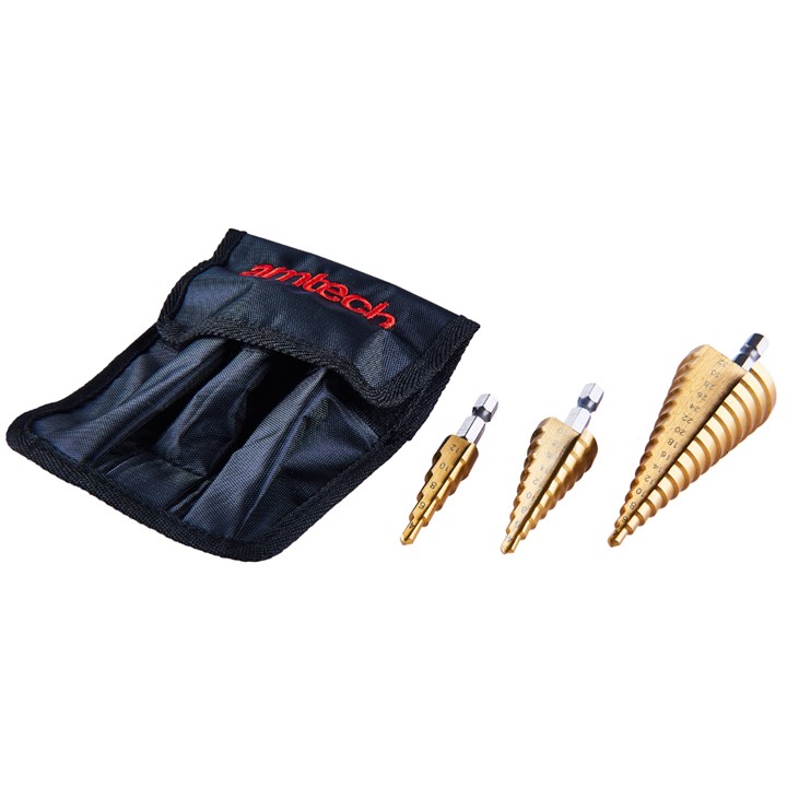 3 Piece High Speed Steel Step Drill Set