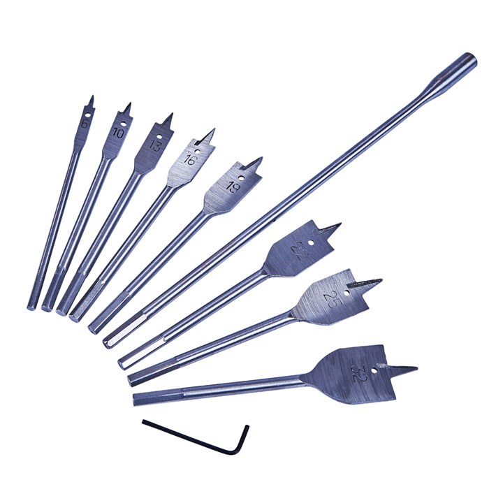 F1435 8 Piece Flat Wood Bit Set With 30mm (12") Extension