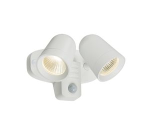 230V IP65 18W LED White Twin Spot Floodlight With PIR